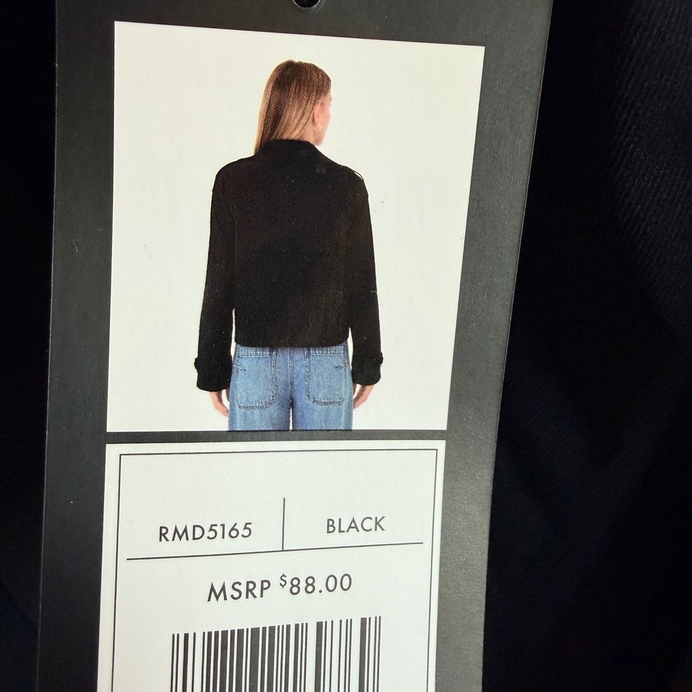 NEW Rebecca Minkoff XL Black Cropped Double Breasted Trench Coat Jacket - Picture 3 of 9